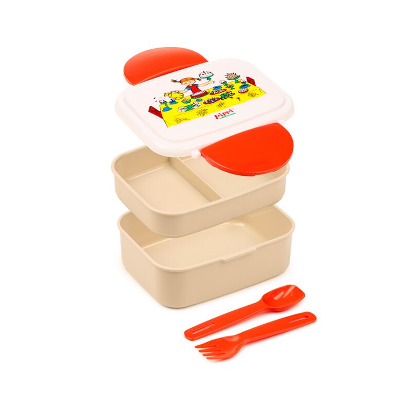 Pippi Långstrump Bento Lunchlåda för Barn med Bestick BPA-fri